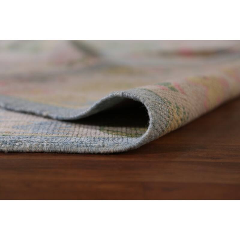 Hand Knotted Oriental 100% Wool Carpet Transitional Geometric Navy Blue & Blues Oushak Area Rug - 10' 10'' X 8' 6''