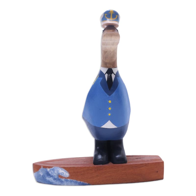 Novica Handmade Captain Duck Wood Sculpture