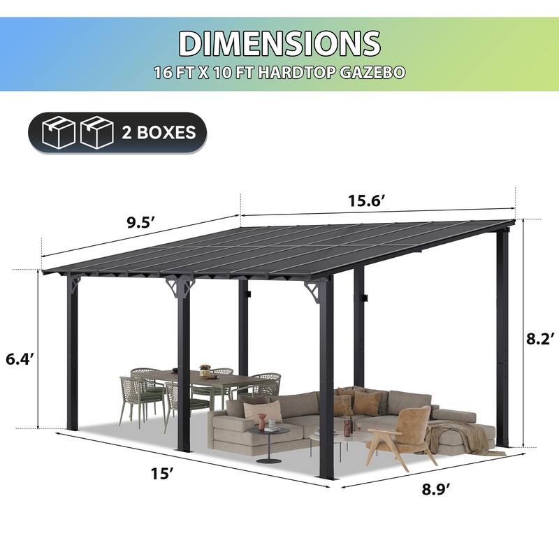 Gazebo for Patio, Gazebo Pergola with Sloped Roof