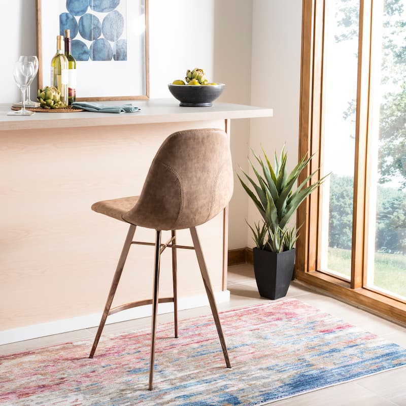 SAFAVIEH Bluette -25 Inch Brown/ Copper Counter Stool - 17" x 19" x 39" - 17Wx19Dx38H