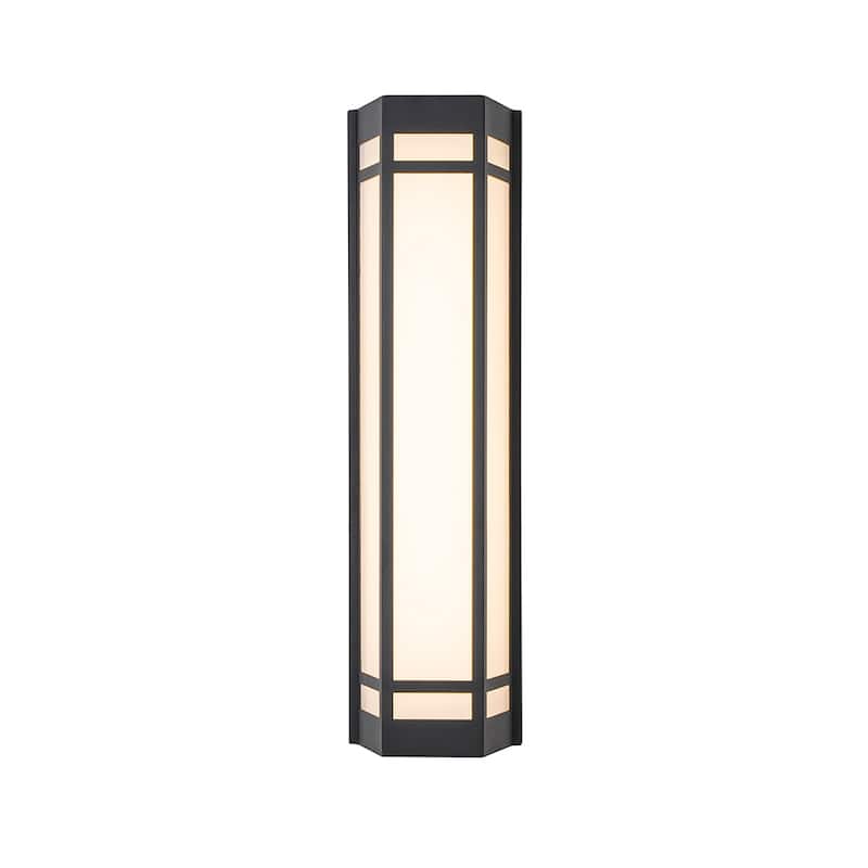 Modern Style Wall Sconce in Black with Acrylic Shade 24W Integrated LED Outdoor Wall Light with Dusk to Dawn Sensor for Garage