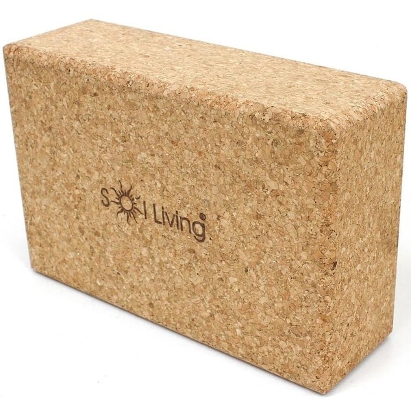 Sol Living Yoga Block - High-Density Brick - Cork, 3" x 6". Opens flyout.