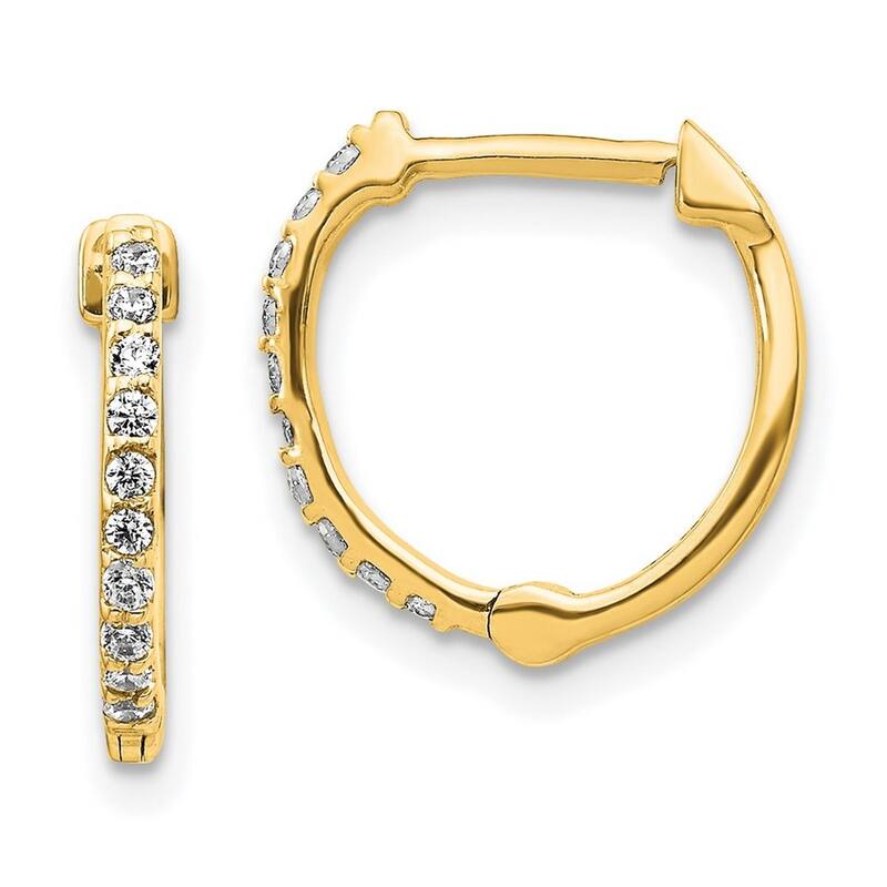 Curata 14k Diamond Hinged Hoop Earrings - 13x12mm Wide 2mm Thick
