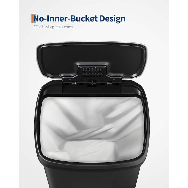 13 Gallon Step-On Kitchen Trash Can, Rustproof Plastic Garbage Bin with Soft Close Lid