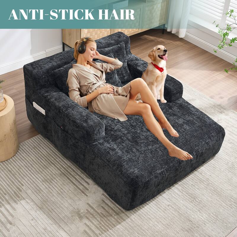 Futon Sofa Bed,3-in-1 Multi-Functional Corduroy Sleeper Couch Pull-Out Bed,Adjustable Backrest and Pillows,Convertible Sofa Bed