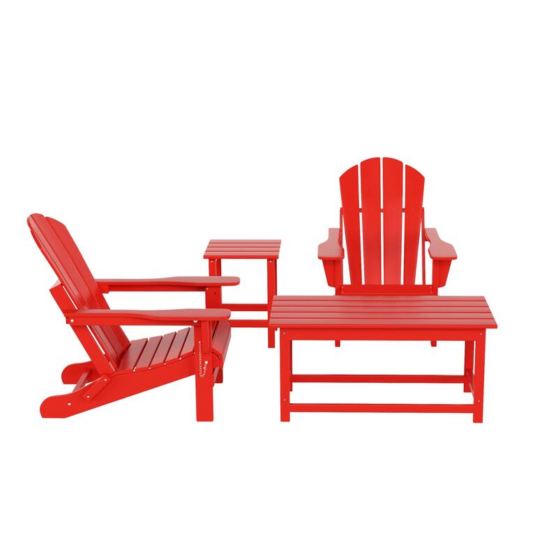 Laguna Hdpe All Weather Outdoor Patio Foldable Adirondack Chairs Conversation Set (4-Piece Set)