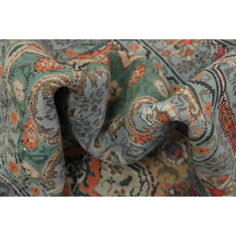 Hand Knotted Oriental 100% Wool Carpet Traditional Floral Navy Blue & Blues Tabriz Area Rug - 6' 1'' X 4' 7''