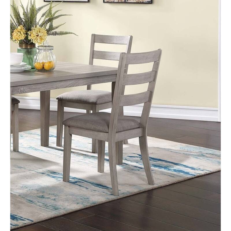 Dining Table Set 5pc Ladder Back Chairs Gray Finish Dining Room Furniture