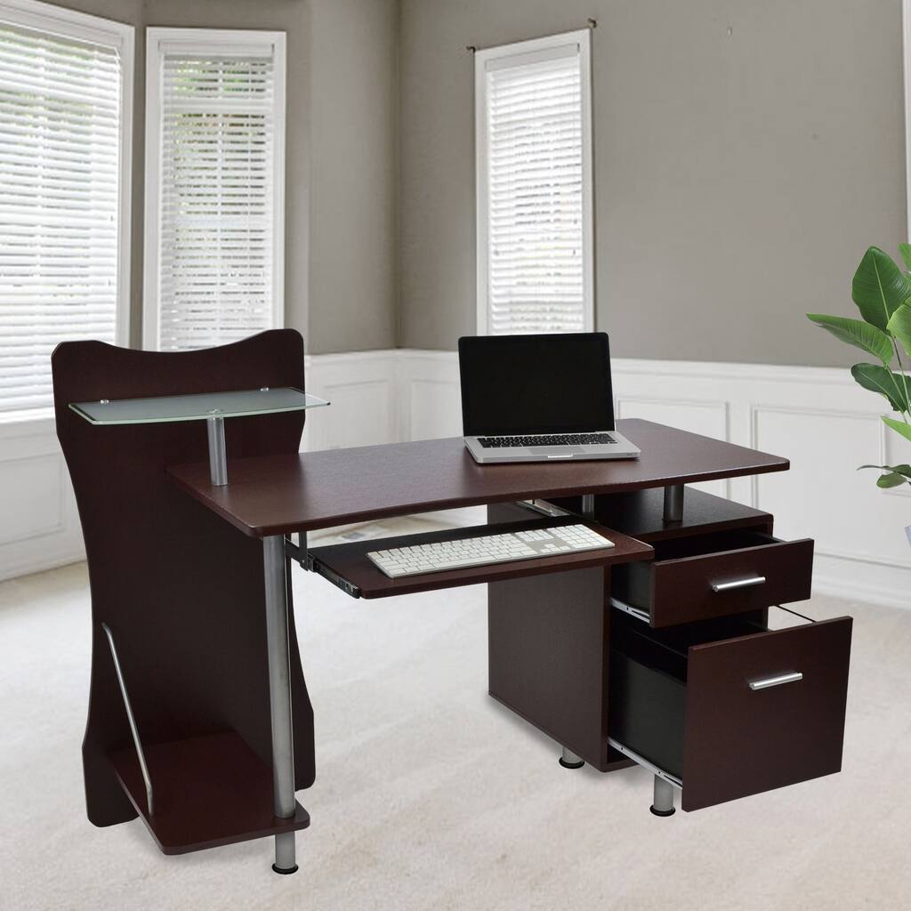 Topcraft Computer Desk with Storage, Chocolate