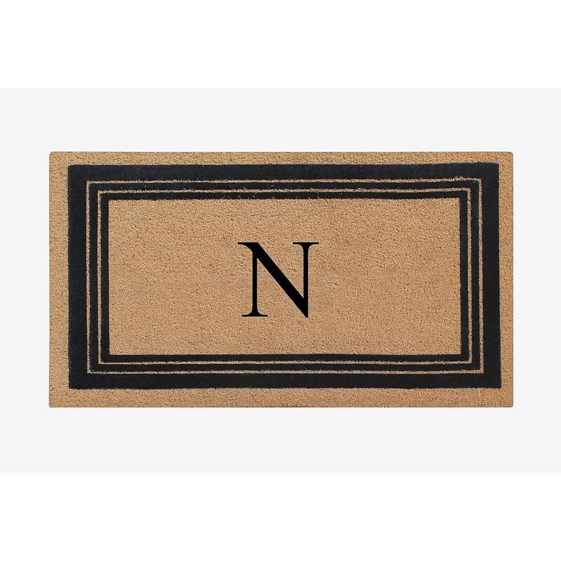 A1HC Natural Coir Monogrammed Entrance Door Mats Flock Doormat 24"X39" - N