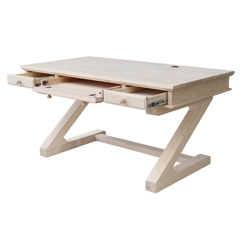Solid Wood Unfinished Executive Desk with Zodiac Base