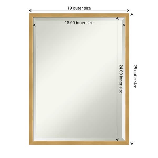 dimension image slide 3 of 5, Beveled Wood Bathroom Wall Mirror - Svelte Polished Gold Frame