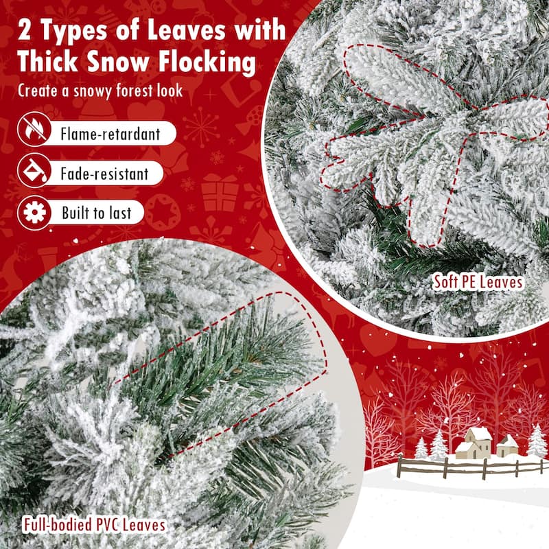 Gymax 7 FT Half Artificial Christmas Tree w/ 852 Branch Tips & 240 LED