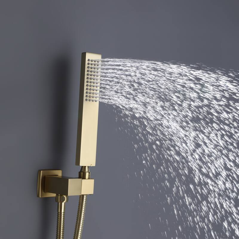 Wall Mounted Double Handles Three Function Complete Shower System With Rough-In Valve