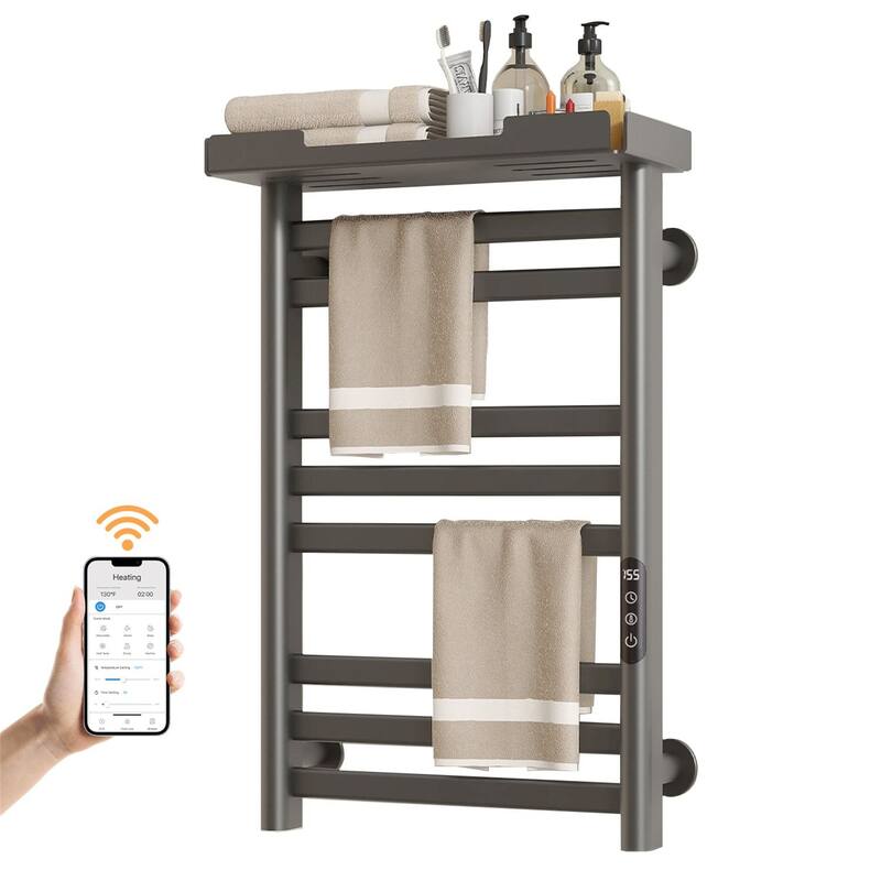 Heated Towel Rack with Shelf and Wi-Fi App Control,Towel Warmer