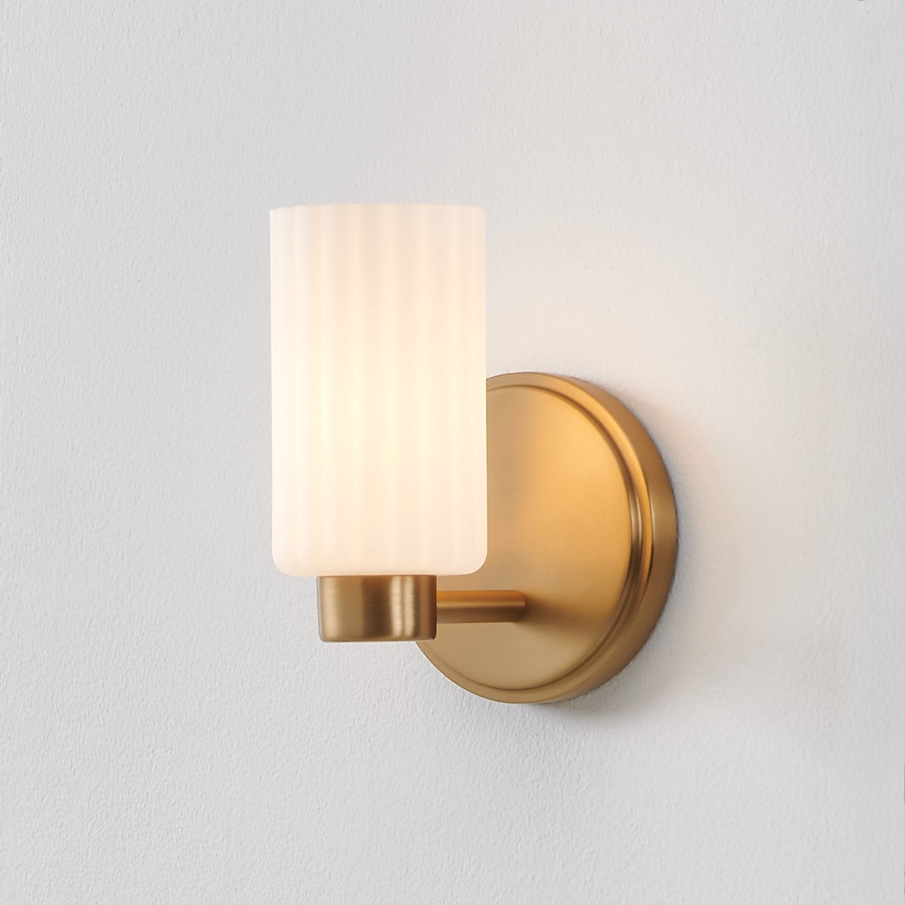 Thesis Bedminster 5-inch 1-light Champagne Gold Vanity Light with Etched Opal Ribbed Glass Shade