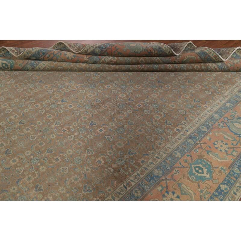 Distressed Tabriz Persian Antique Rug Living Room Handmade Wool Carpet - 9'8" x 11'11"