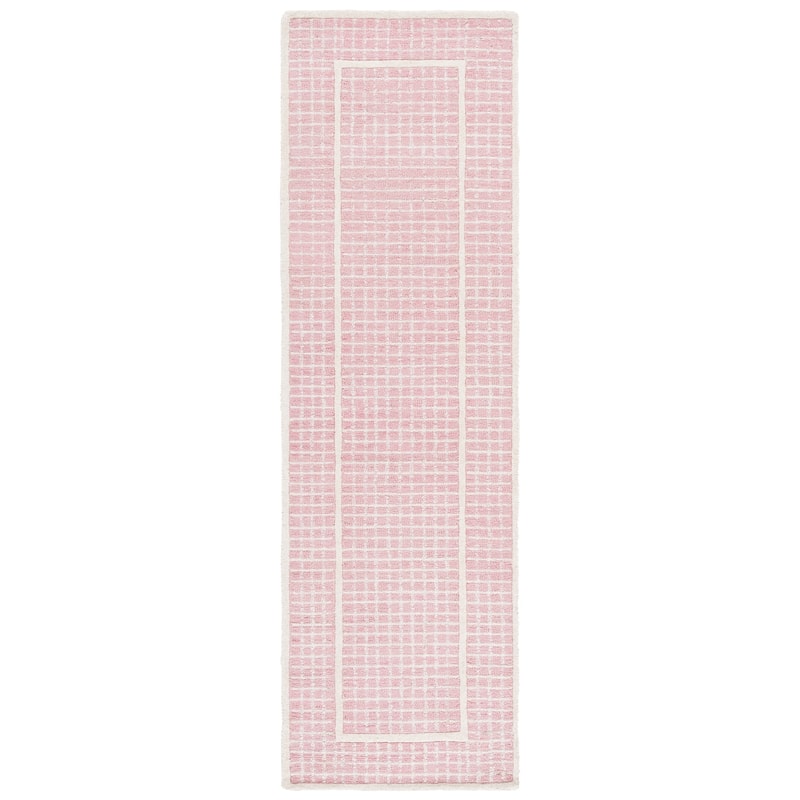 SAFAVIEH Handmade Pine Gennarina Modern Wool Rug - 2'3" x 8' Runner - Pink/Ivory