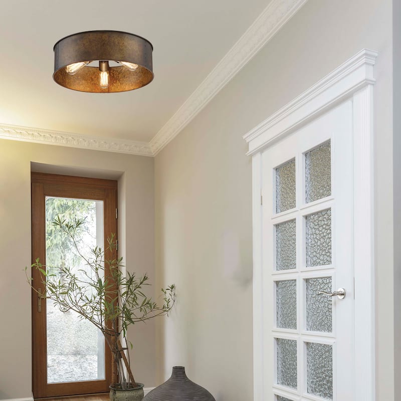 Nuvo Kettle 3 Light Flush Mount - Weathered Oxidized Bronze/Brass