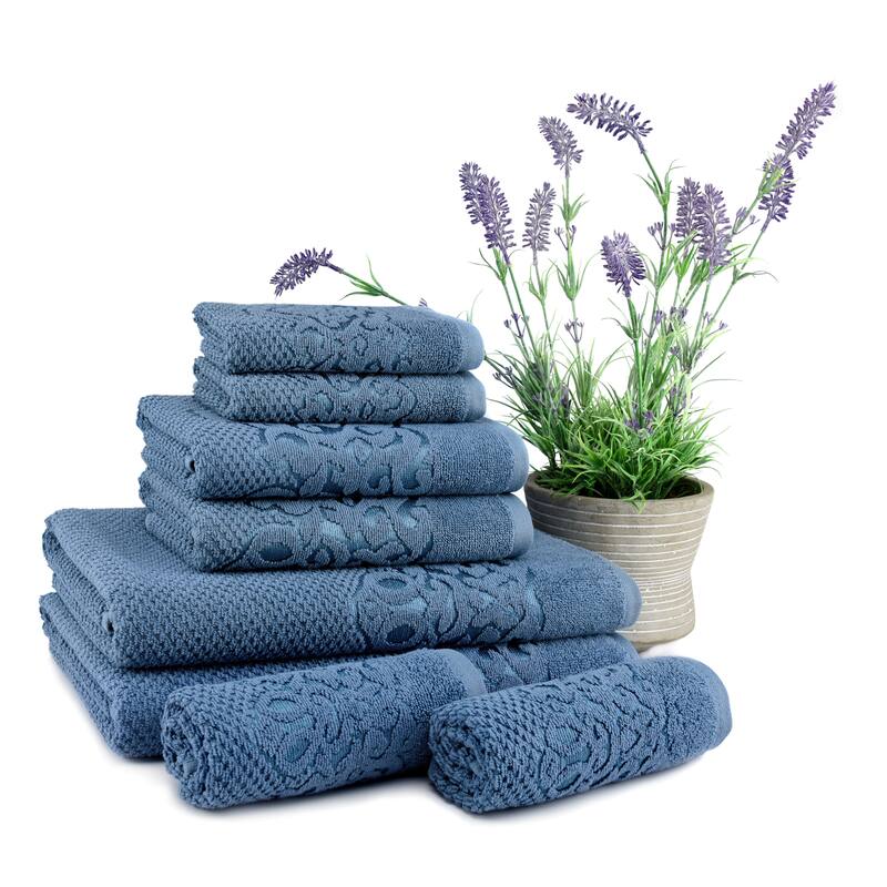 East'N Blue Galata Turkish Cotton Bath Towel Set (Set of 8) - (2 Bath Towel, 2 Hand Towel, 4 Washcloth)