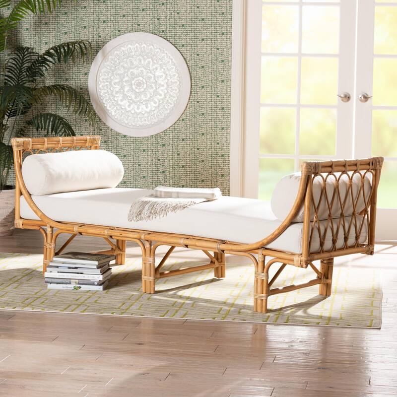 bali & pari Macias Modern Bohemian Natural Brown Rattan Daybed