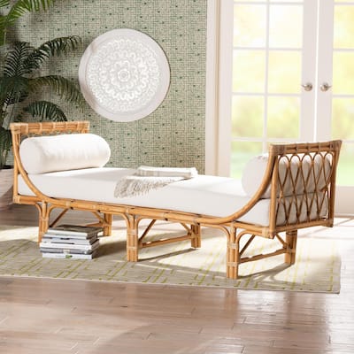 bali & pari Macias Modern Bohemian Natural Brown Rattan Daybed