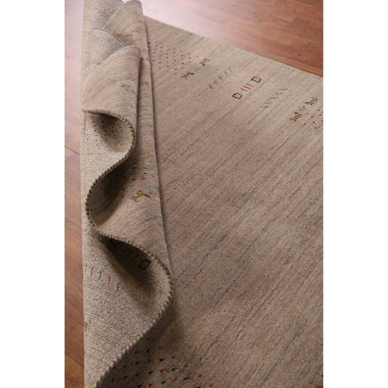 Tribal Gabbeh Indian Rug Hand-Knotted Beige Wool Carpet - 5'2" x 7'9"