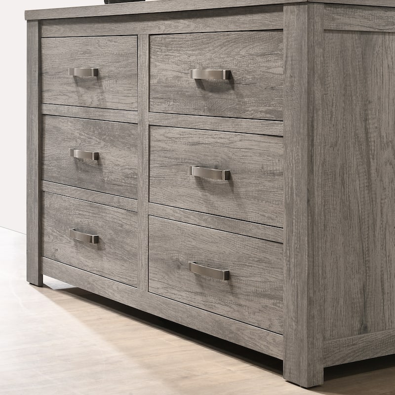 Roundhill Furniture Floren Contemporary Weathered Gray Wood 6-Drawer Dresser