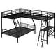 preview thumbnail 7 of 15, Twin Over Full Bunk Bed with Twin Loft and Desk, Metal Frame, Black