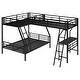 preview thumbnail 5 of 15, Twin over Full Bunk Bed with Twin Size Loft Bed, L-Shaped Triple Bunk Bed with Desk, Ladder and Full Length Guardrails for Kids