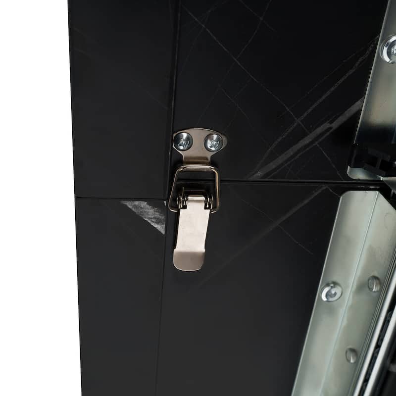 47-63" Modern Extendable Dining Table with Marble Top, Storage Leg & Metal Base