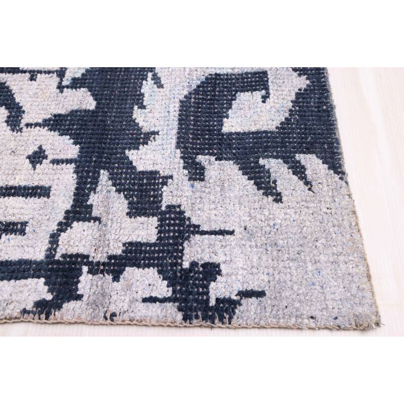 ECARPETGALLERY Hand-knotted La Seda Dark Navy Silk, Wool Rug - 5'9 x 8'9