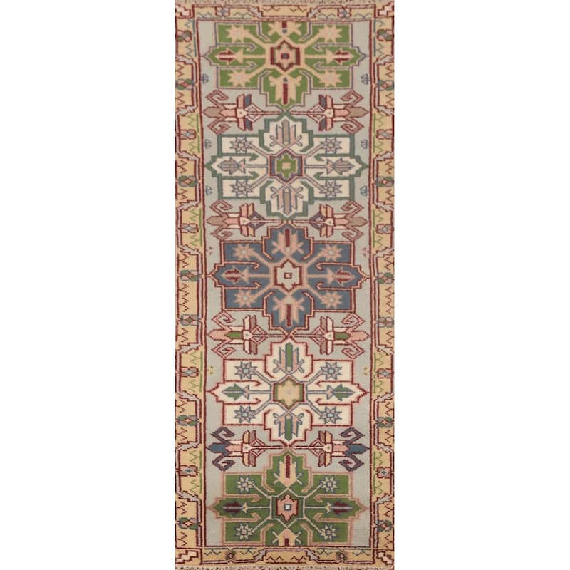 Traditional Heriz Serapi Runner Rug Hand-Knotted Wool Carpet - 2'7"x 8'1"