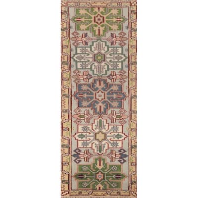 Traditional Heriz Serapi Runner Rug Hand-Knotted Wool Carpet - 2'7"x 8'1"