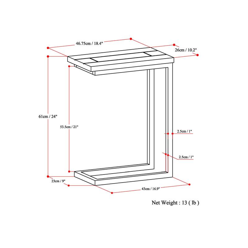 WYNDENHALL Rhonda 18 inch Wide Solid Metal Industrial C Side Table - 18 W x 10 D x 24 H