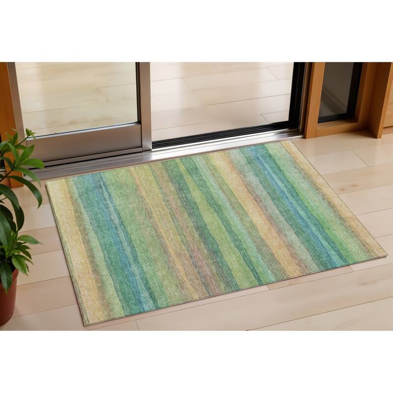 HomeRoots Striped Transitional Rectangle Outdoor Rug - 3' x 5'
