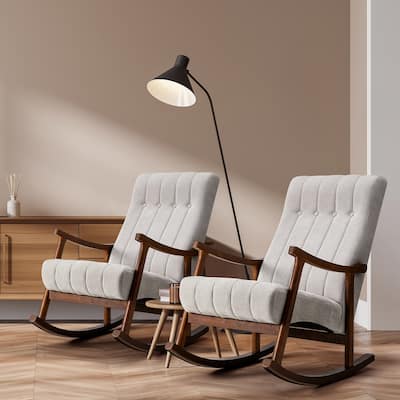 AVAWING Upholstered Rocking Chair Modern High Back Armchair Set of 2