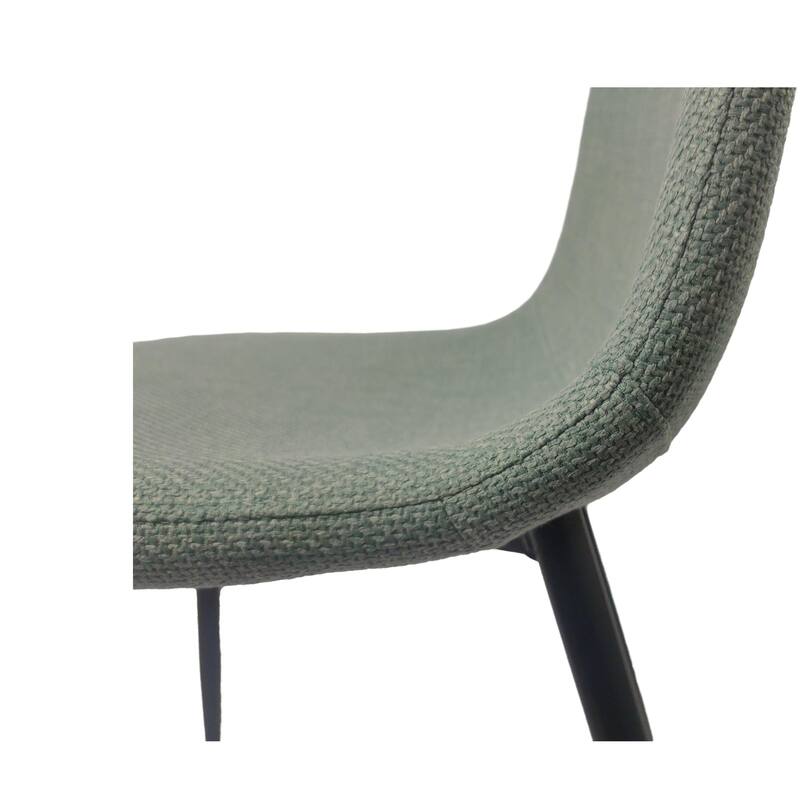 Set of 4 Light Green Linen Upholstery Dining Chairs with Black Metal Frame and High Backrest - 16.54”L x 16.15”W x 33.5”H
