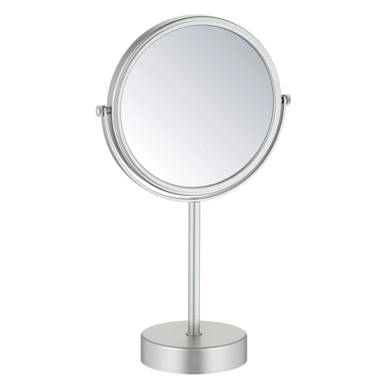 Circular Free Standing Magnifying Make Up Mirror - Brushed Nickel