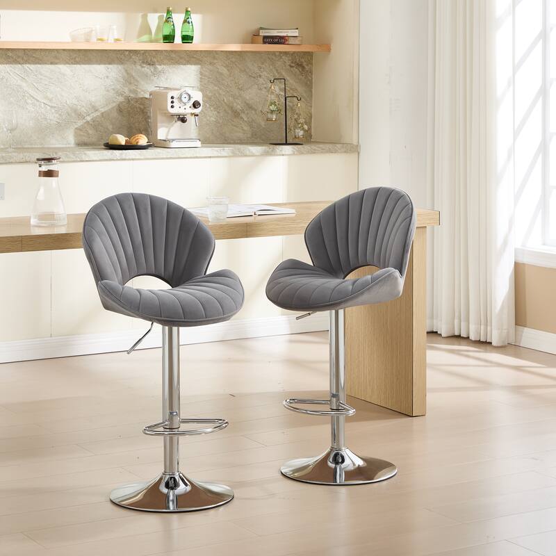 Bar Stools Set of 2 - Adjustable Barstools with Back and Footrest, Counter Height Bar Chairs