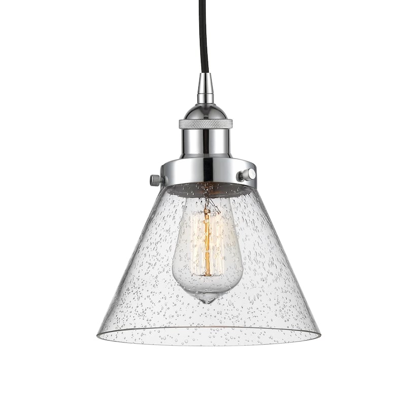 Innovations Lighting 616-1PH-10-8 Cone Pendant Cone 8" Wide Mini - Polished Chrome / Seedy
