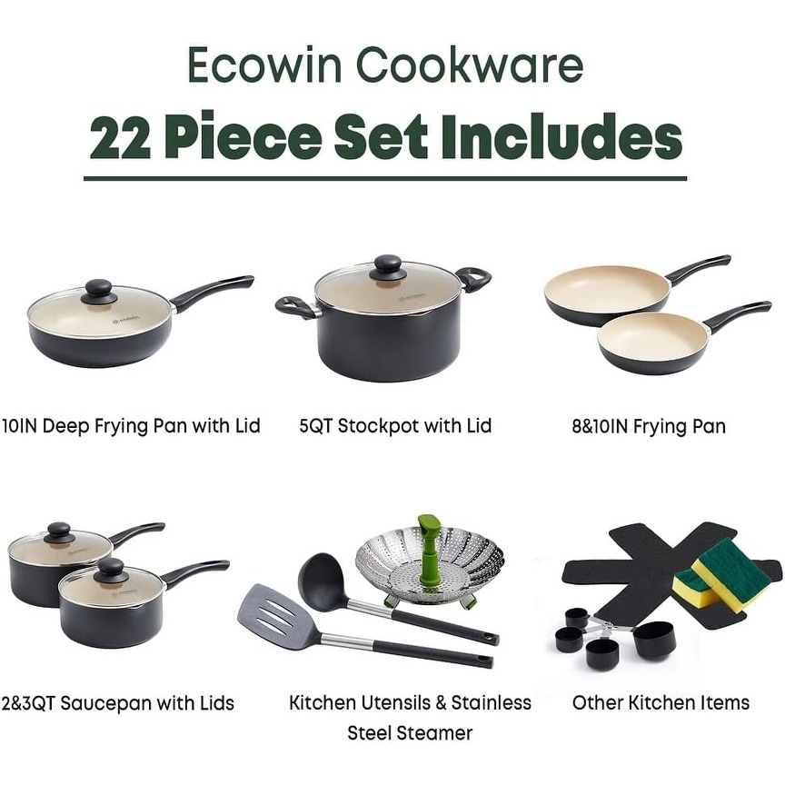  Ecowin 8 Inch Nonstick Frying Pan, Granite Non Stick