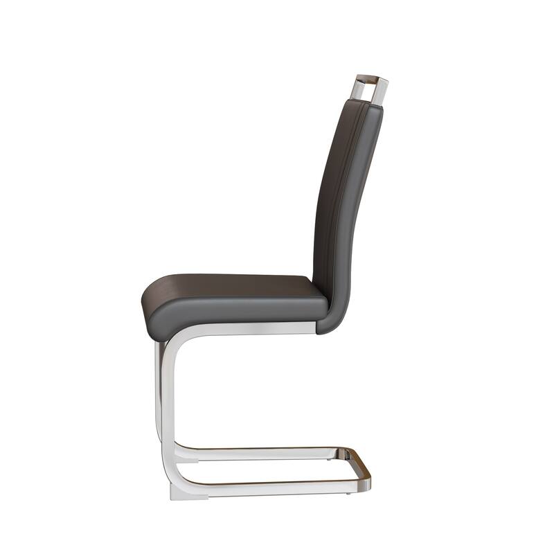 Modern Dining Chairs,PU Faux Leather High Back Upholstered Side Chair with Silver Metal Legs