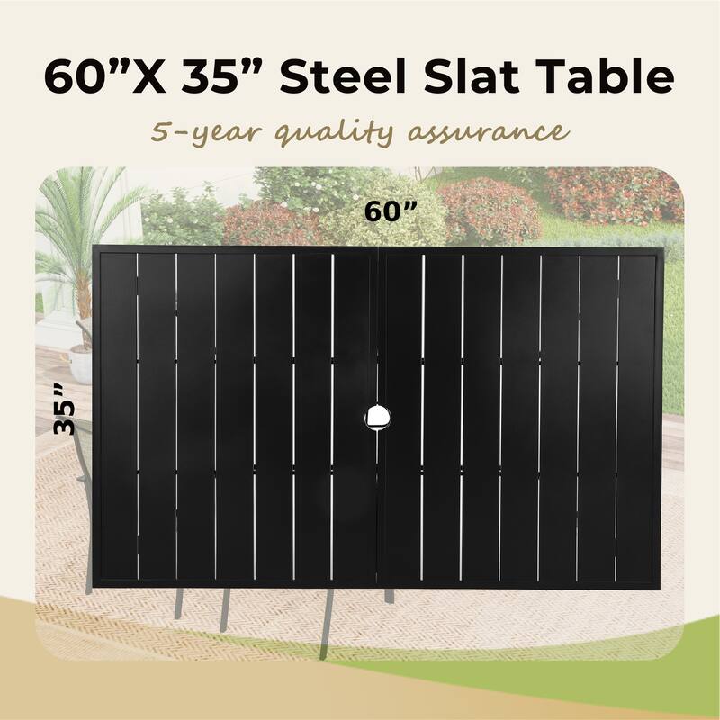 MAISON ARTS 7-Piece Patio Dining Set, 4 Textilene Fabric Armchairs and 2 Textilene Swivel Chairs with Rectangle Metal Table