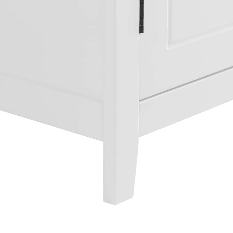 Floor Storage Cabinet, Bathroom Freestanding Cabinet with 4 Doors, Door Racks and Adjustable Shelves - Anti-tipping Device