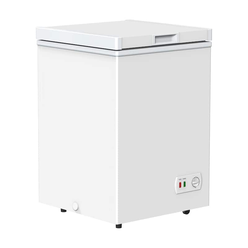 3.5 Cu. Ft Modern White Small Deep Freezer with Removable Basket