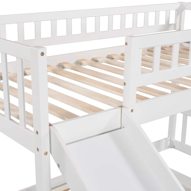 Twin Bunk Bed with Staircase Drawers & Slide and Solid Wood Frame, 300lb Capacity
