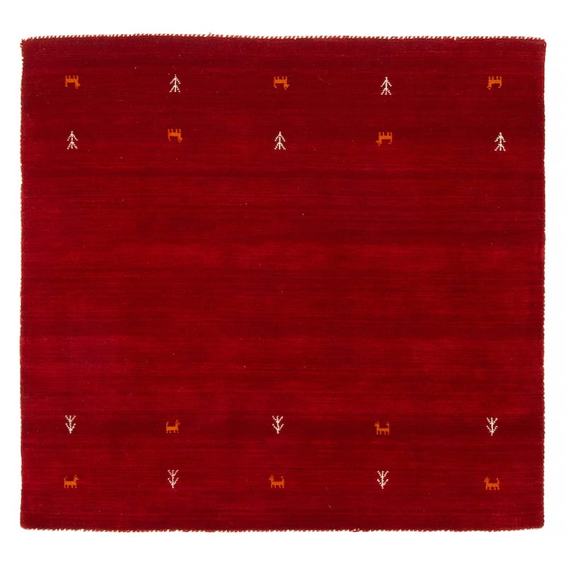 Kashkuli Gabbeh Red Rug 5'0" x 4'10" - 5'0 x 4'10 - Dark Red - 5'0 x 4'10