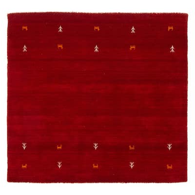 Kashkuli Gabbeh Red Rug 5'0" x 4'10" - 5'0 x 4'10