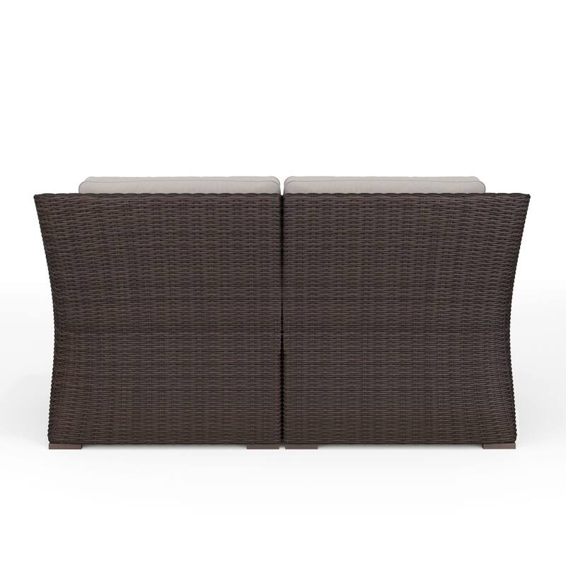 Martha Stewart Outdoor Modular Rattan Wicker Loveseat with All-Weather Cushions - 58"W x 32"D x 30"H